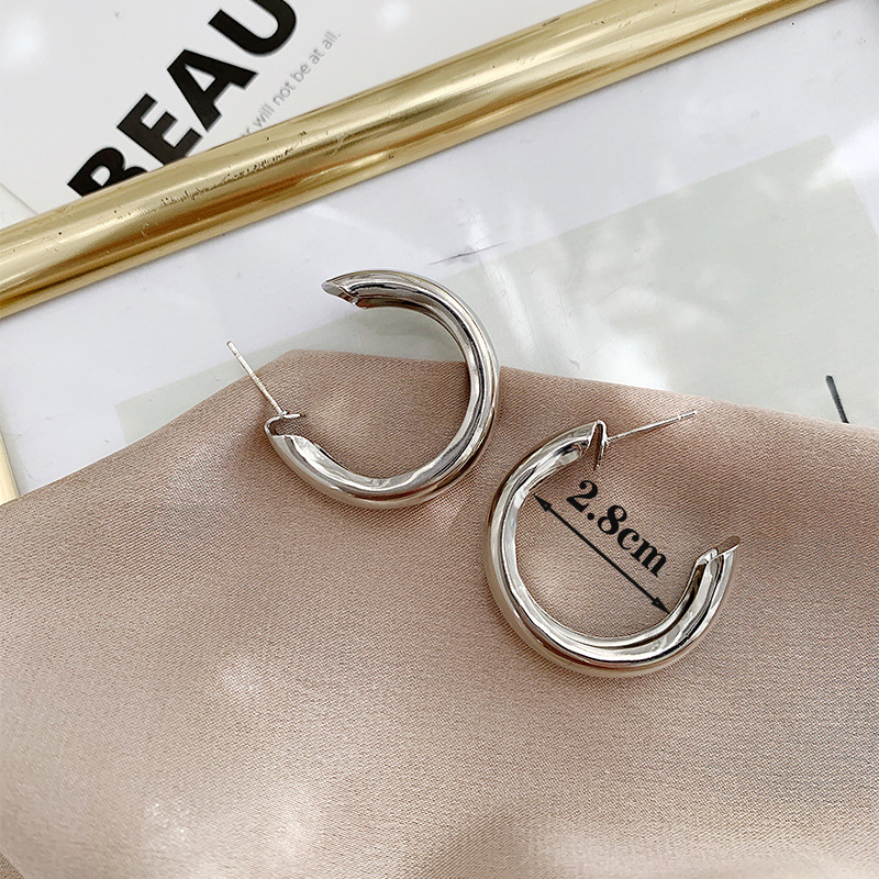 925 실버 바늘 스터드 귀걸이 실버