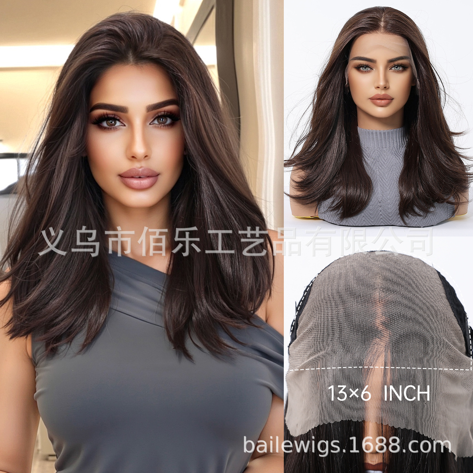 Gran área de encaje pelucas 13 * 6 capas doradas de cabello largo recto cubierta de cabeza europea y americana spot wiglace transfronterizo image 10