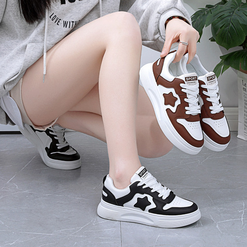 Niche design sneakers for women 2024 spring internet celebrity panda shoes students thick-soled casual sports shoes