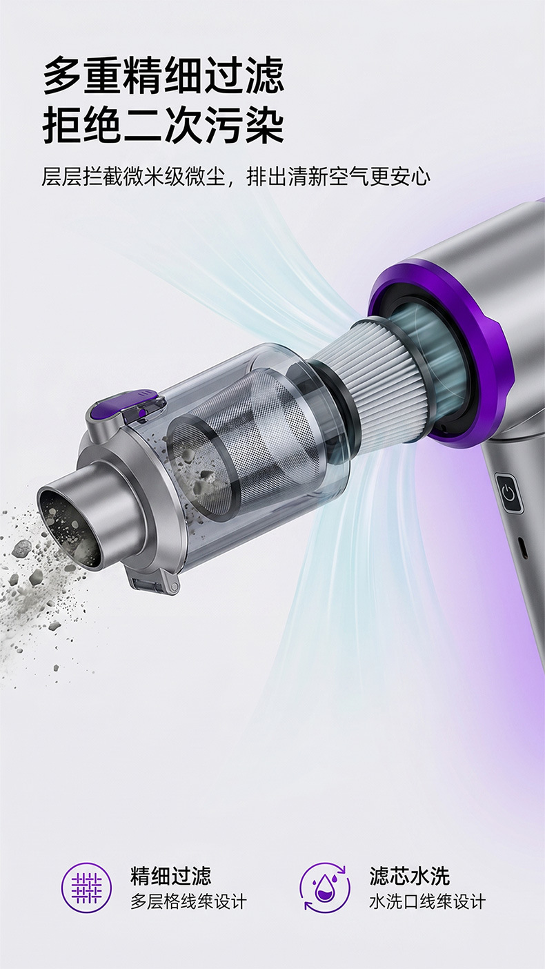 Cross-Border New Car Wireless Charging Suction and Blowing Dual-Purpose High-Power Mini Handheld Blowing and Suction Integrated Car Vacuum Cleaner