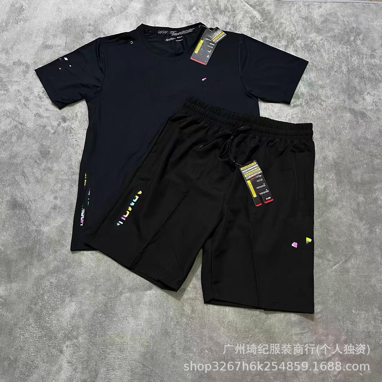 Exported to Europe and the United States Quick-Drying Sports Suit Men's Summer Loose Fitness Casual Tops Casual Ice Silk Training Suit