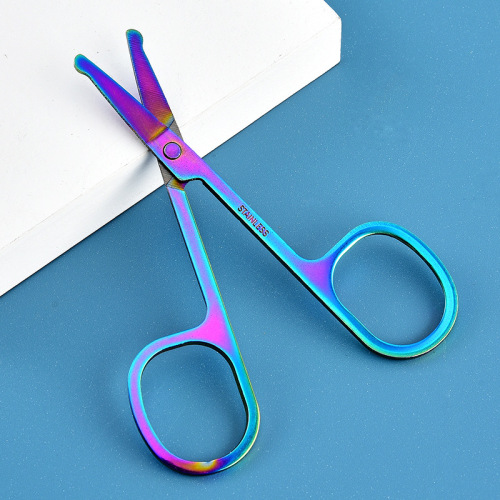 Beautician Scissors Round Tip Sharp Tip Scissors Stainless Steel Eyebrow Scissors Nose Hair Scissors Multi-purpose Beauty Tool Safety Small Scissors