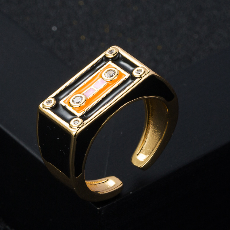 Mode Neue Roboter Tropfen Öl Metall Öffnung Einstellbar Kupfer Ring Zubehör display picture 6