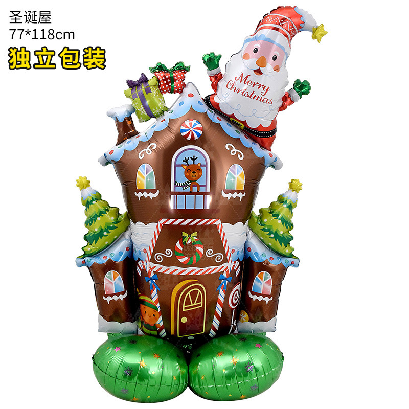 Globo de Navidad 4D de gran tamaño (Santa, trineo, renos), con base tridimensional para pie, decoración para árbol de Navidad