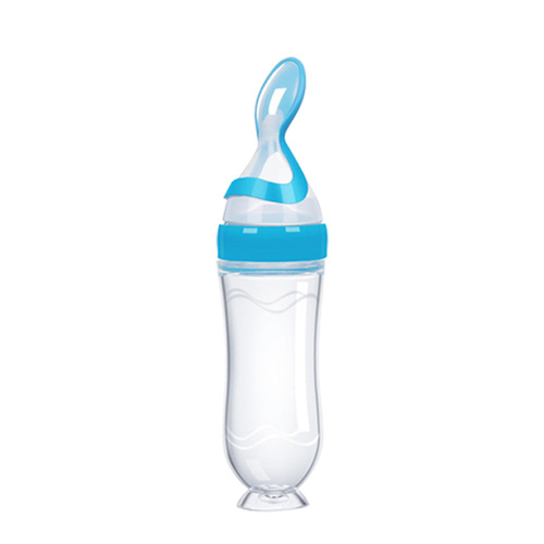 Baby rice cereal spoon with suction cup silicone rice cereal bottle baby silicone milk bottle squeeze type rice cereal feeding tableware wholesale