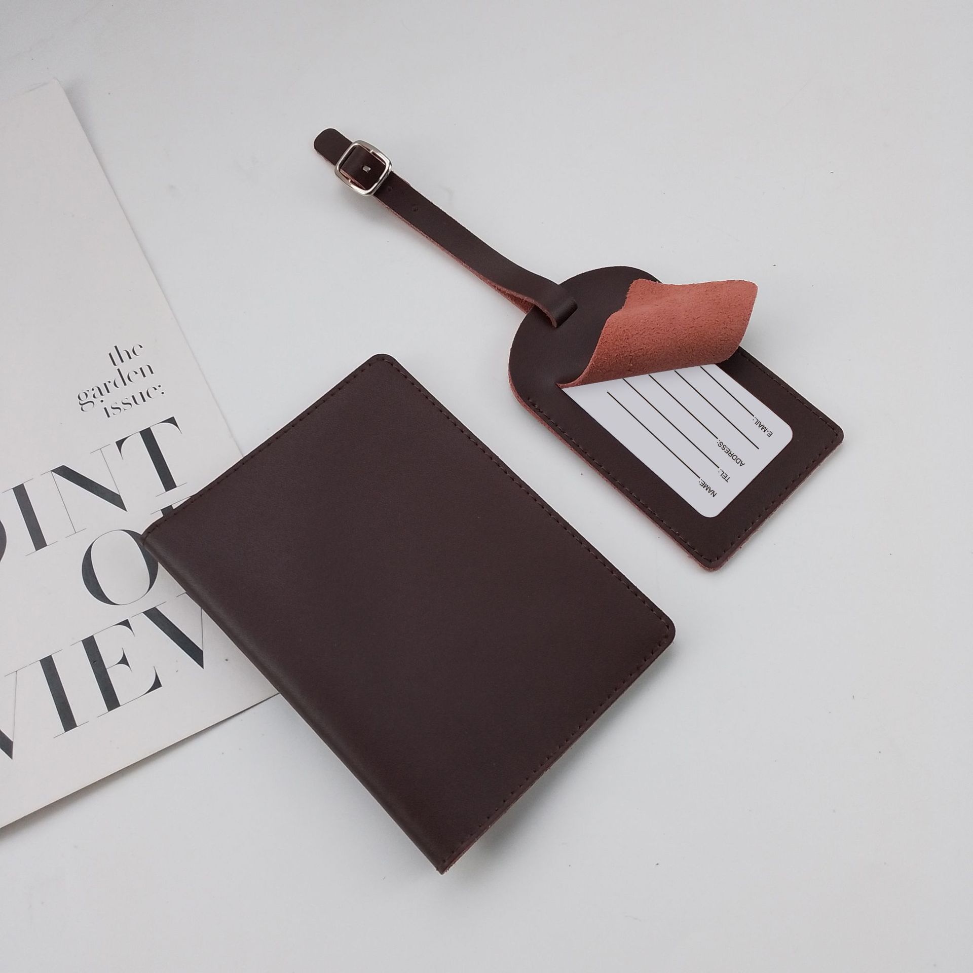 Leather luggage tag passport holder wholesale