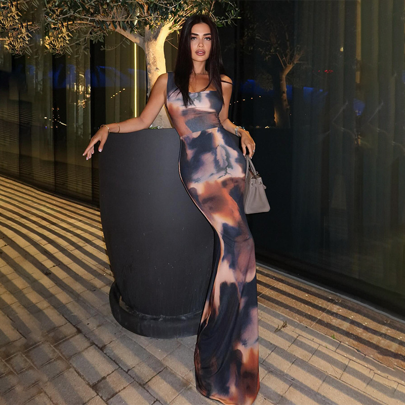 196g Weight Maxi Long Dress Dress Length Type Sleeveless Sleeve Length Sheath Dress Dresses Type Sleeveless Sleeve Type Polyester, Milk Fiber Fabric Type High Waist Waist Line Holiday Occasion U Neck Neckline Regular Fit Fit Type Color Block Pattern 2025 Spring and Summer Season Women's Gender Streetwear Style Wholesale Women's Streetwear Color Block Holiday U Neck Sleeveless Sheath Dress 6