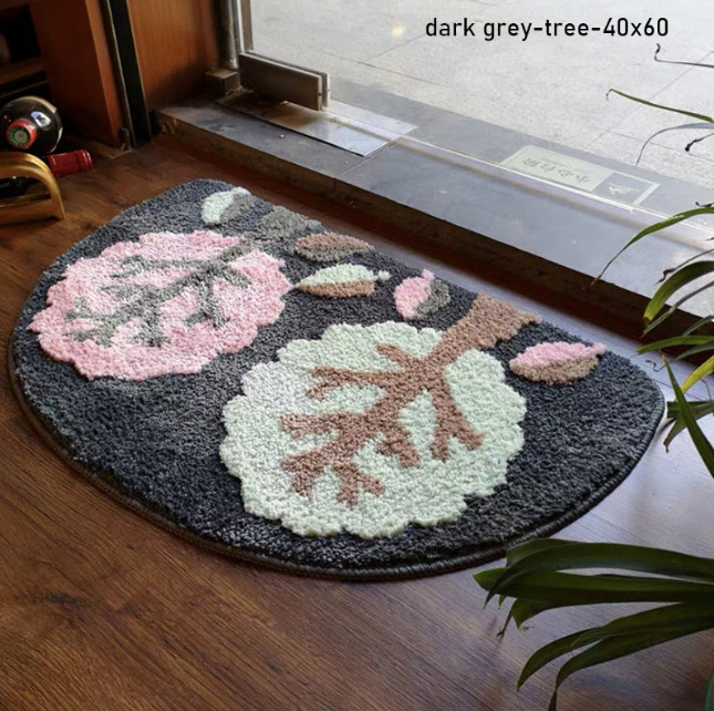跨境代发可爱仿羊绒印花地垫浴室防滑吸水脚垫玄关装饰蹭脚垫现货