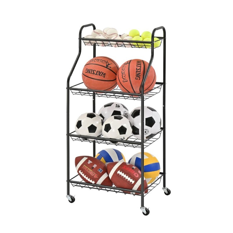 フィットネス運動器材収納棚スポーツ用品バスケットボール棚カート移動多機能ヨガマット収納|undefined