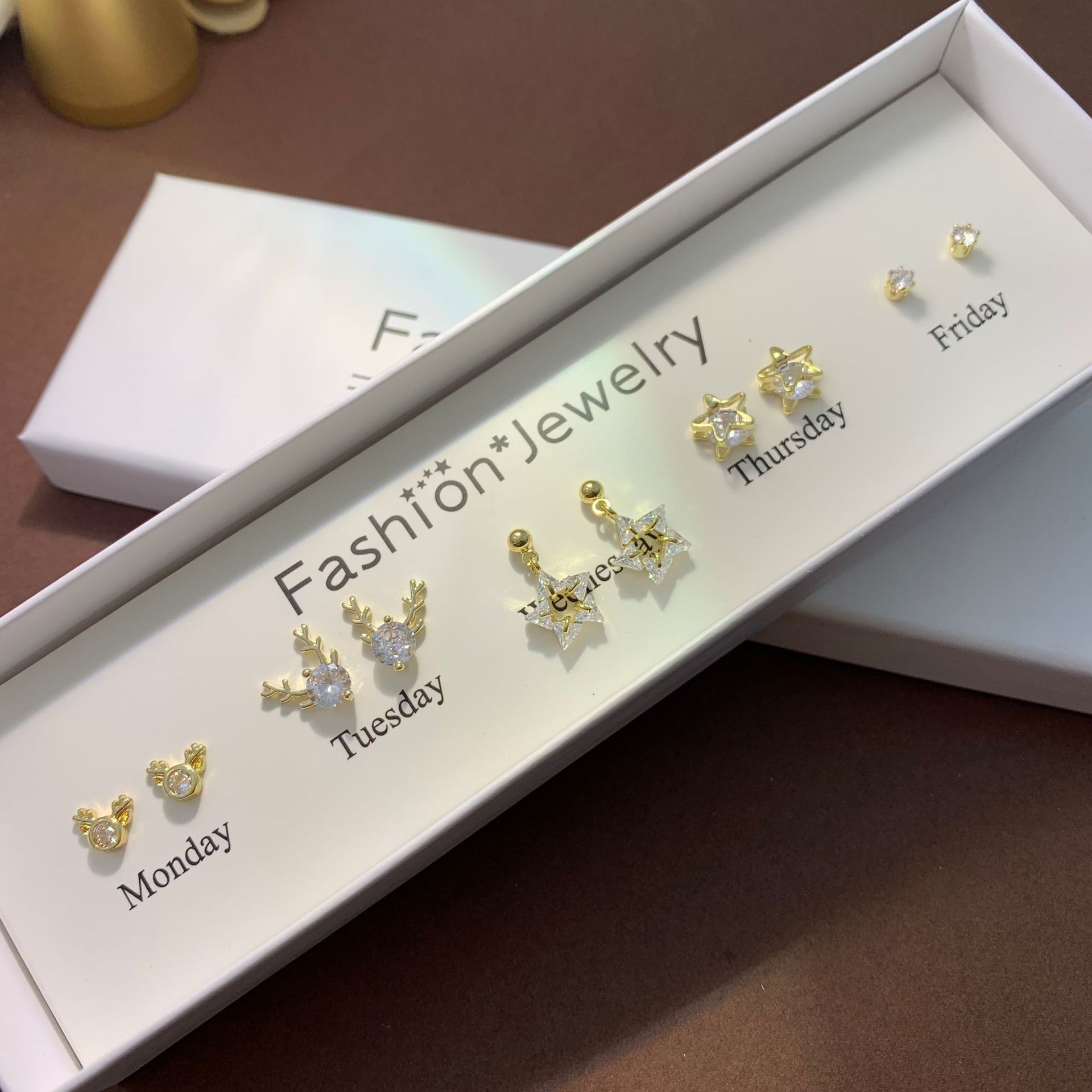 95g Weight Copper Ear Needle Material Zircon Inlay Material Ear Studs Classification 1 Set Quantity Daily Occasion Copper Material Star, Bow Knot Pattern All Seasons Season Women'S Gender Inlay Design Cute Style 1 Set Cute Star Bow Knot Inlay Copper Zircon Ear Studs 16