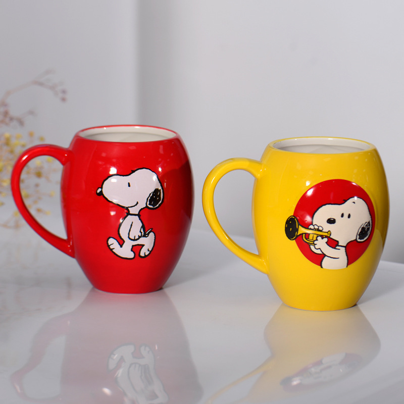 ins diseño coreano Snoopy casa taza de agua 3D cerámica estereoscópica taza de café taza de leche de desayuno