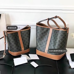 2025凯旋门水桶包老花真皮女包大容量包复古单肩斜挎包包菱格纹