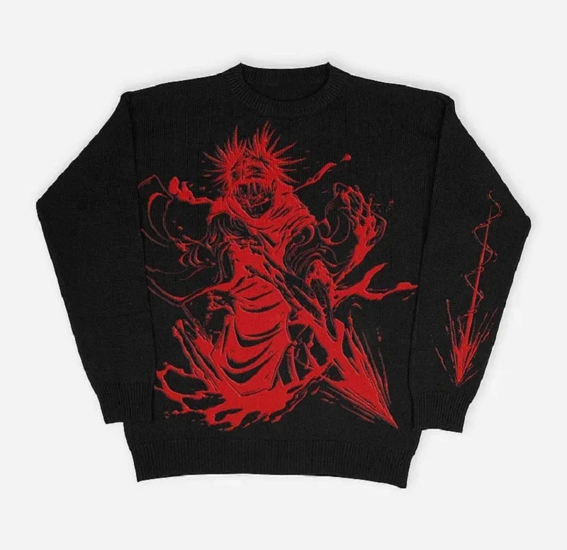 2024 Herbst/Winter-Stil Herren- und Damen-Universalpullover Anime Jacquard-Strick warmer Pullover_voghion.com