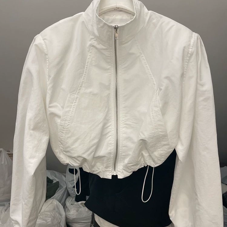Легкая летняя куртка-жилет с защитой от солнца, молния, Drawstring на подоле, короткие рукава — белый/черный/серый, размеры S-XL
