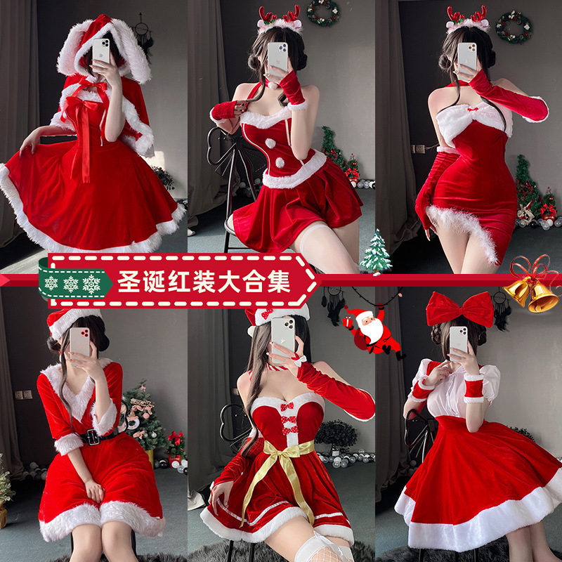 Sexy Christmas costume, festive Santa Claus role-playing outfit, Halloween and Christmas stage performance dress, cross-border