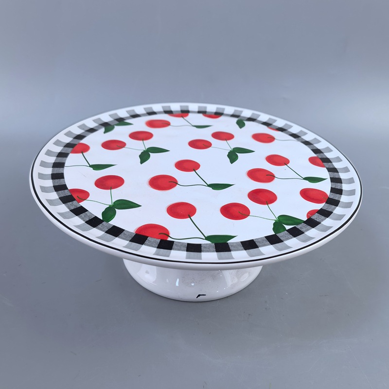 Inicio creativo pastel de cerámica europea bandeja de postre 10 pulgadas en relieve bandeja de patas altas bandeja de frutas bandeja de dulces plato de frutas