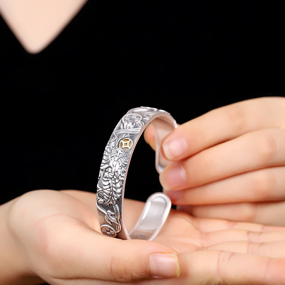 Chncui Nw Attracting Walth Pixiu Mal Prsonality Dominant Dragon and Phonix Auspicious Elphant Opn Braclt_voghion.com