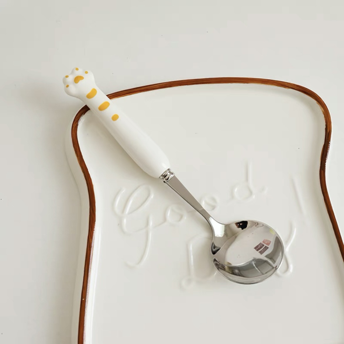 세라믹 흰색 귀여운 호랑이 숟가락