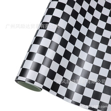 跨镜爆款汽车拉花亚光黑白格子改色膜个性汽车贴纸卡通涂鸦彩绘膜