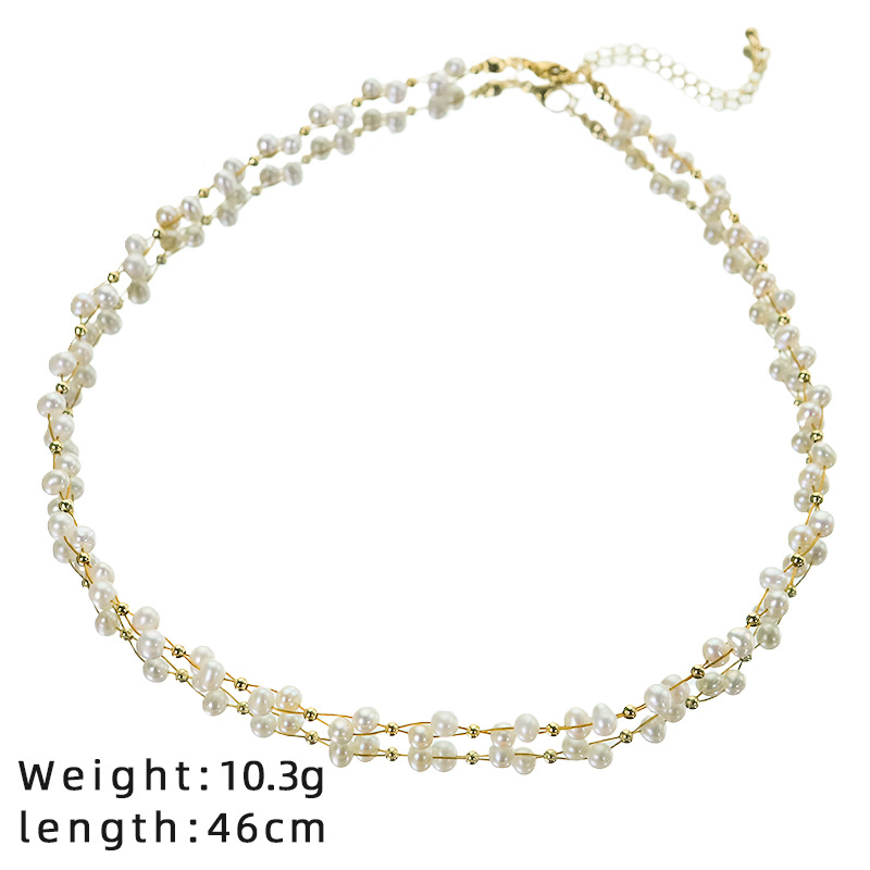 Collar de perlas de bronce natural para mujeres retro nicho de alta calidad collar de collar de moda universal temperamento suave collar de mujer