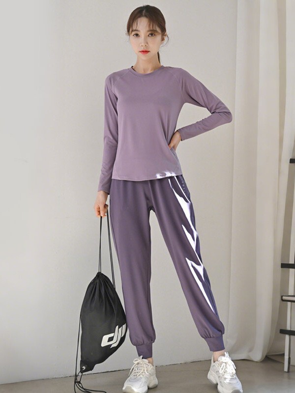 运动套装女秋季新款跑步瑜伽服大码胖妹妹宽松显瘦速干晨跑健身服|undefined