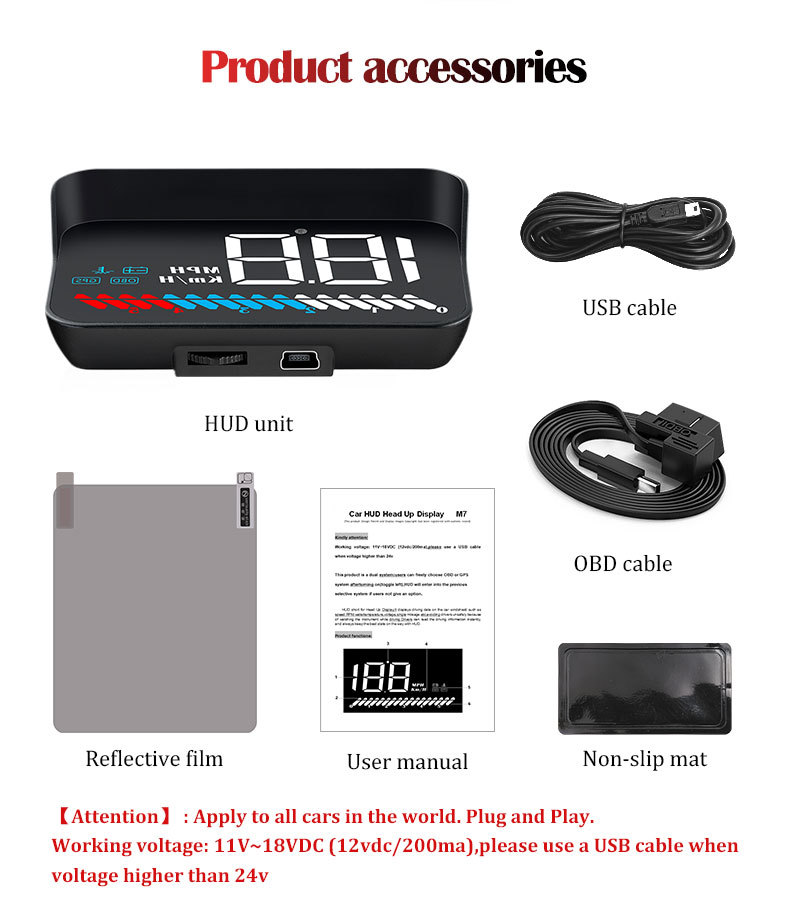 Car Hud Head-Up Display, High-Definition Smart Head-Up Display for Vehicles, Portable Modified Speedometer Projection