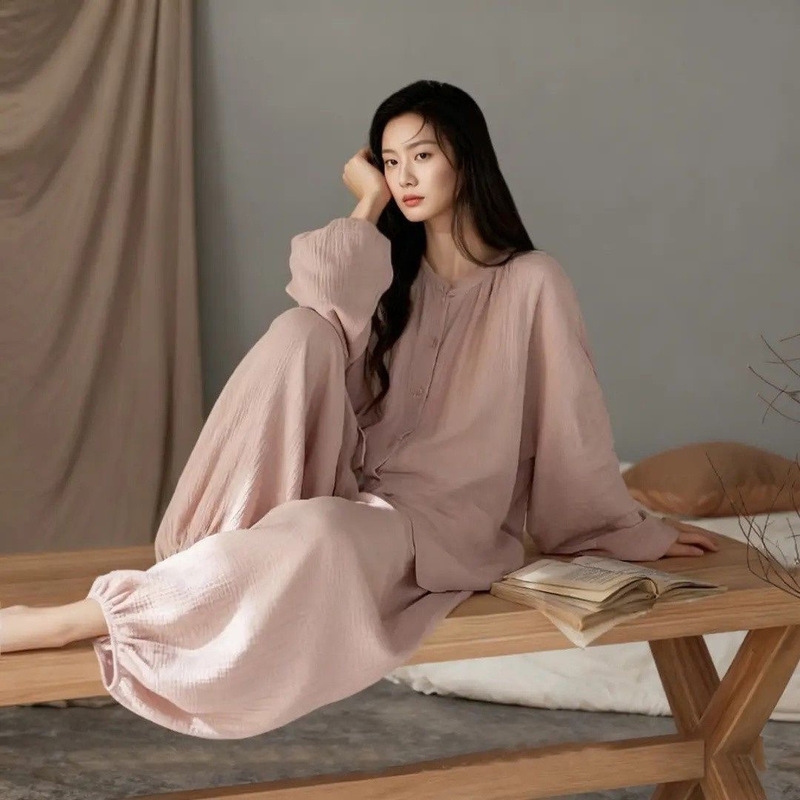 Autumn loose, casual, comfortable, sweet, solid color cardigan long-sleeve pants set home wear, direct sales from manufacturer Autumn loose, casual, comfortable, sweet, solid color cardigan long-sleeve pants set home wear, direct sales from manufacturer