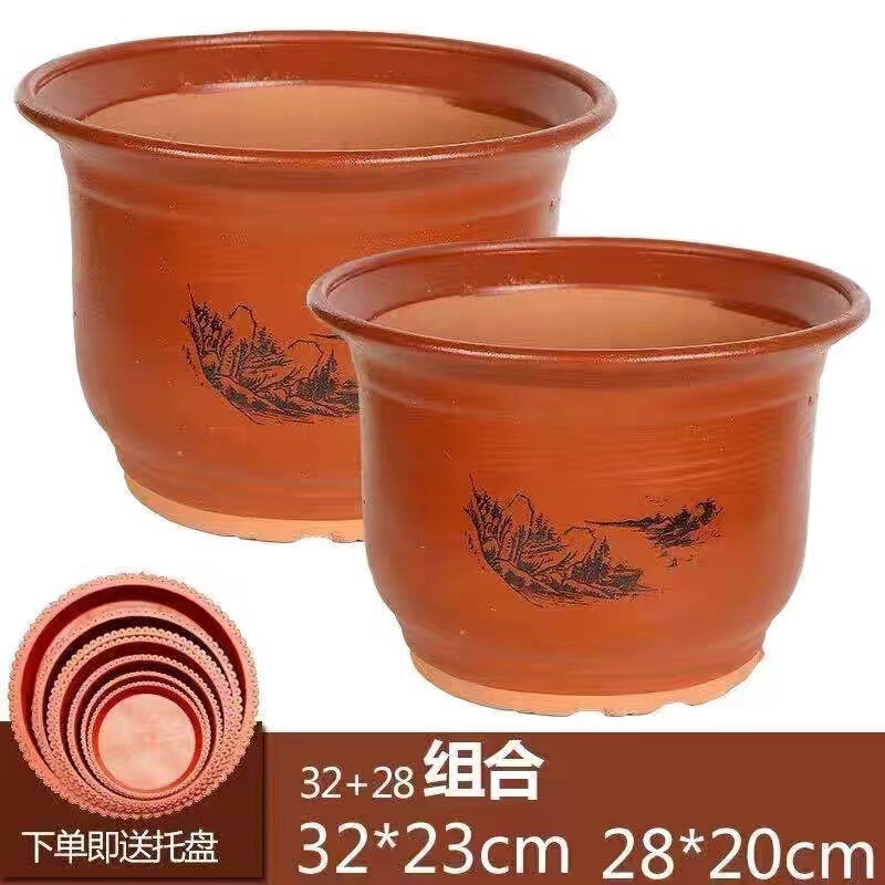 家庭用紫砂セラミック植木鉢特大粘土植木鉢粗い陶器床置き盆栽蘭ポット家庭用紫砂|undefined