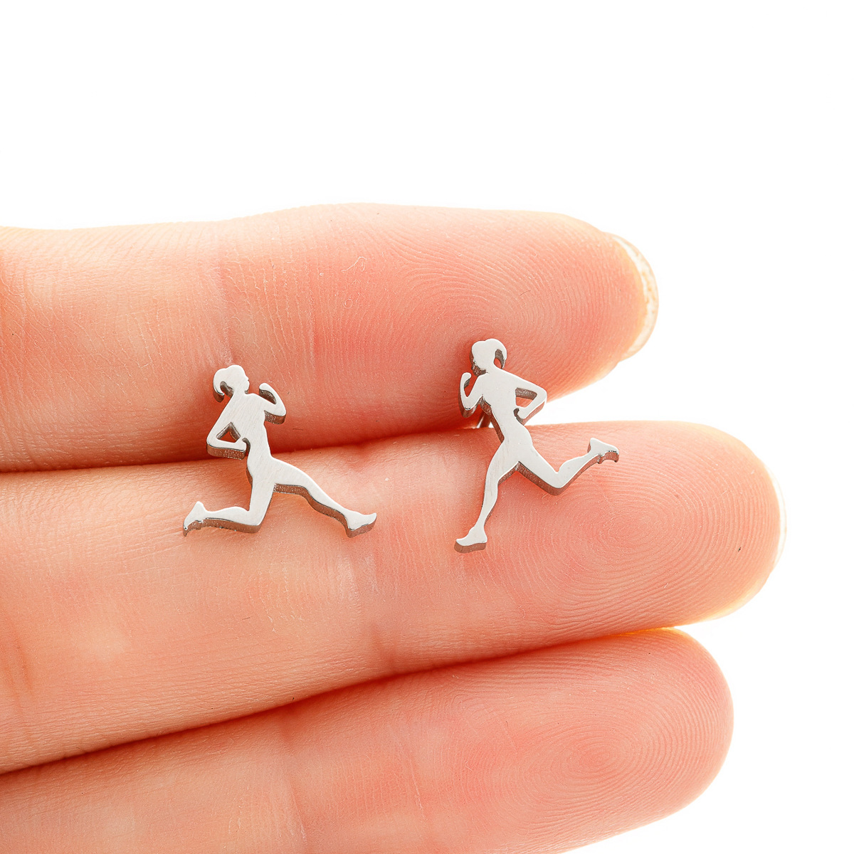 1 Pair Simple Style Human Plating Stainless Steel Ear Studs display picture 1