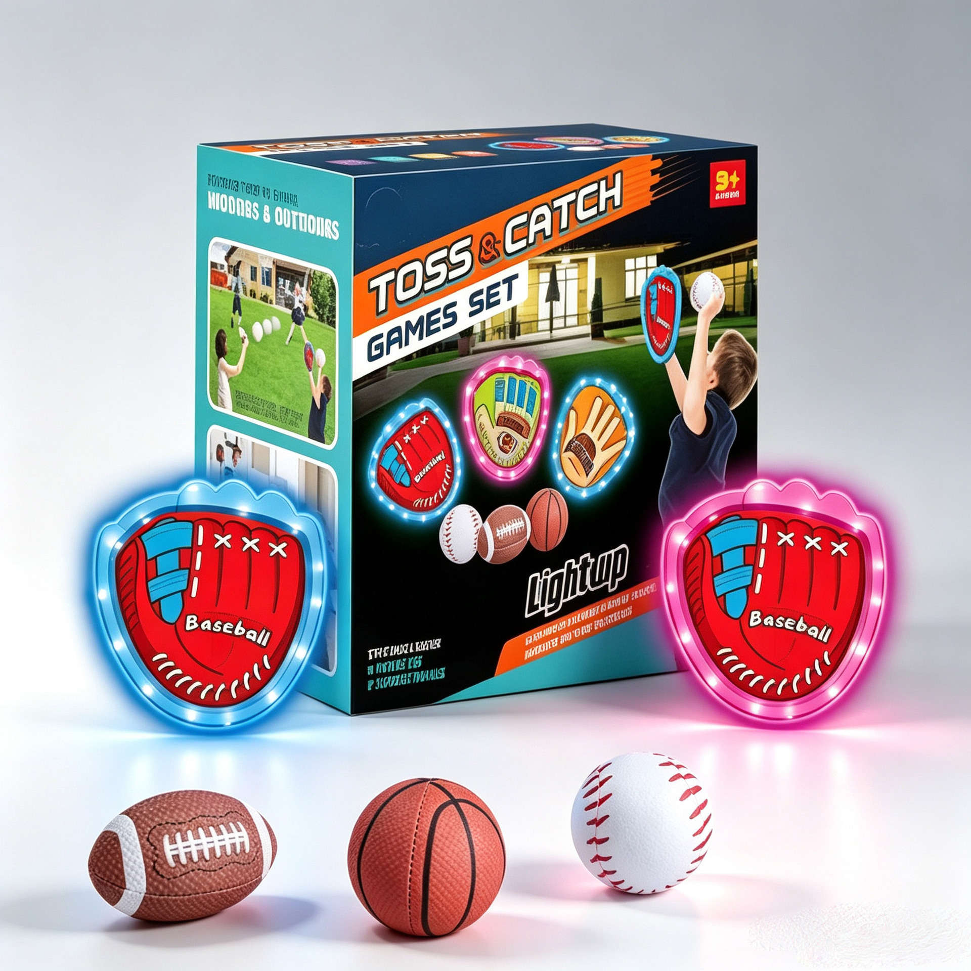 Juego de Pelotas Luminosas para Niños de Plástico, para Interiores y Exteriores