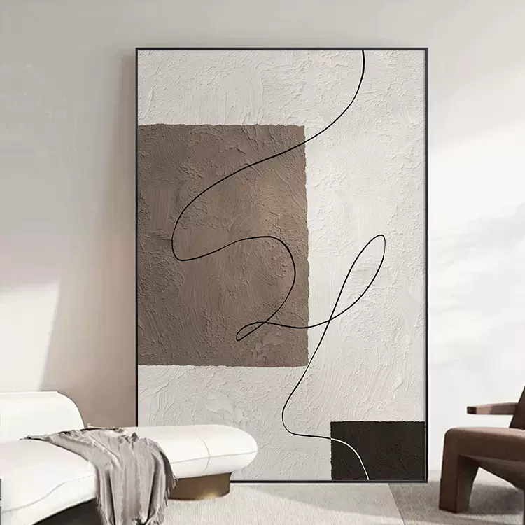 现代简约客厅画沙发背景墙装饰画抽象线条入户玄关挂画侘寂风壁画