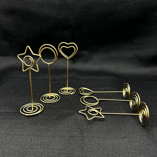 Wedding seat card holder vertical desktop photo holder golden heart-shaped metal note clip manufacturers spot direct supply