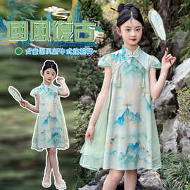 女童夏装新中式连衣裙2026新款时髦洋气国风汉服套装夏儿童旗袍裙