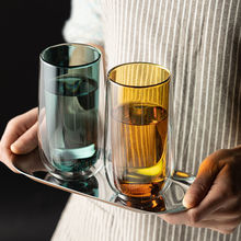 双层水杯隔热不烫手玻璃杯家用客厅喝绿茶杯子透明彩色热饮防烫