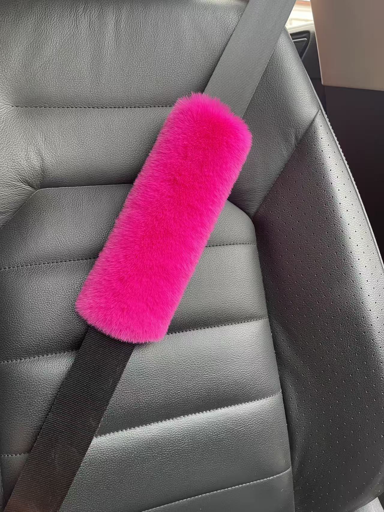 Car Seatbelt Shoulder Pads Imitation Rex Rabbit Fur Anti-Scratch Backpack Straps Children's Schoolbag Backpack Decorative Covers Decorative Pads