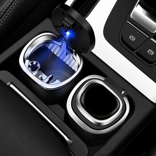 Car cigarette holder with light, metal inner bowl, car interior accessory, car center console air vent ashtray