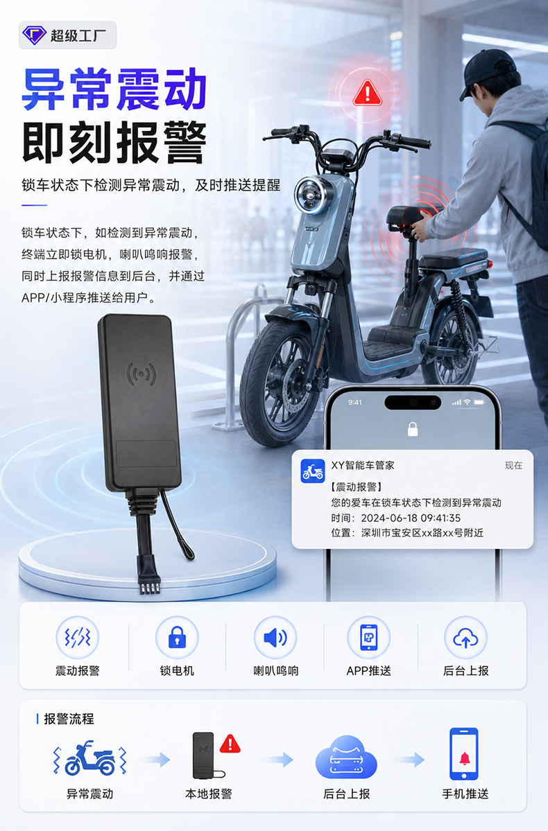 Electric Vehicle Smart Central Control Bluetooth Sensorless Riding Remote Control 433 Remote Control Button Start Gps Locator