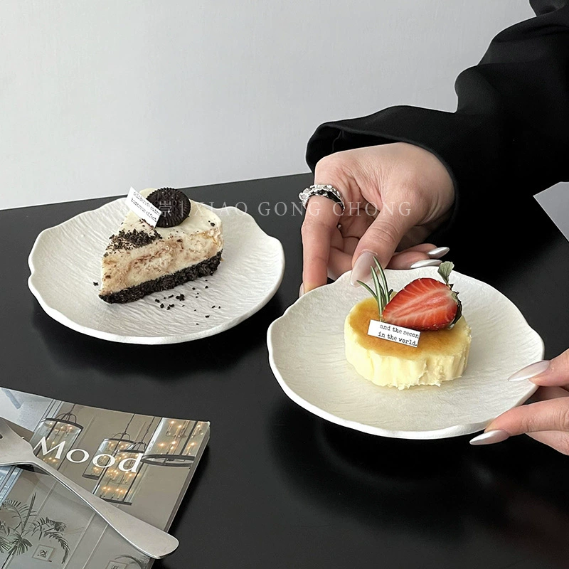 Ins style irregular rock pattern ceramic plate high appearance cake plate dessert plate creative western food plate sushi plate B&