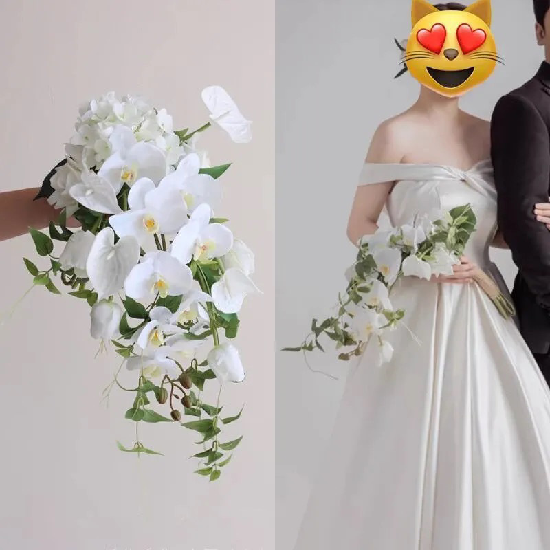 旅拍园林风婚纱摄影道具美学拍照婚礼瀑布水滴仿真新娘手捧花|undefined