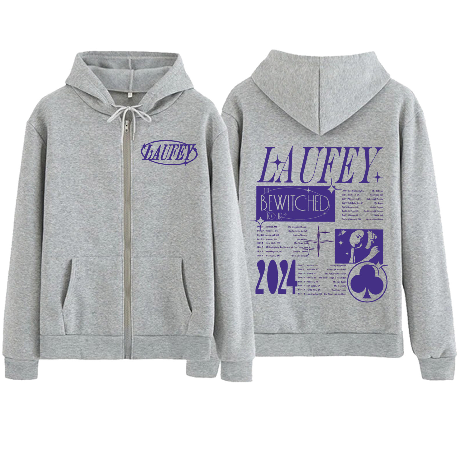 Laufey Tour 2024 Zipper Hoodie Harajuku Pullover Tops