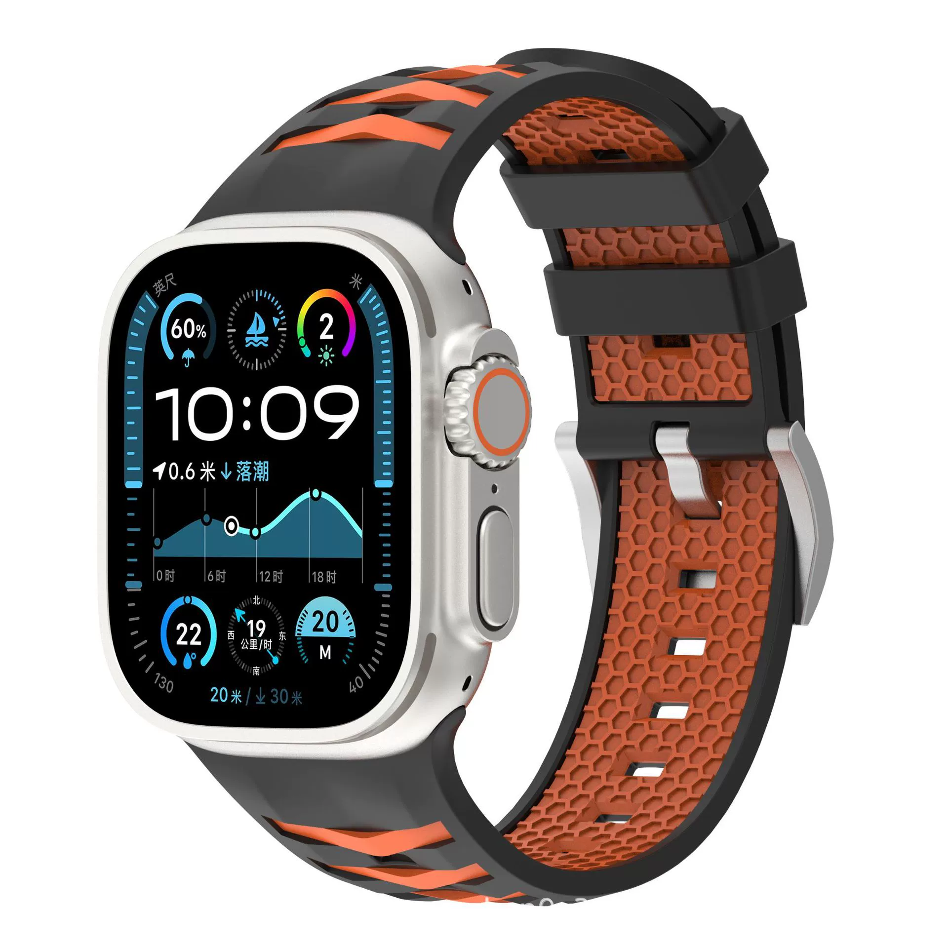 Применимо к высококачественному силиконовому ремешку Apple watch из нержавеющей стали с серебряной пряжкой SE Ultra2 поколения AppleWatch 78910