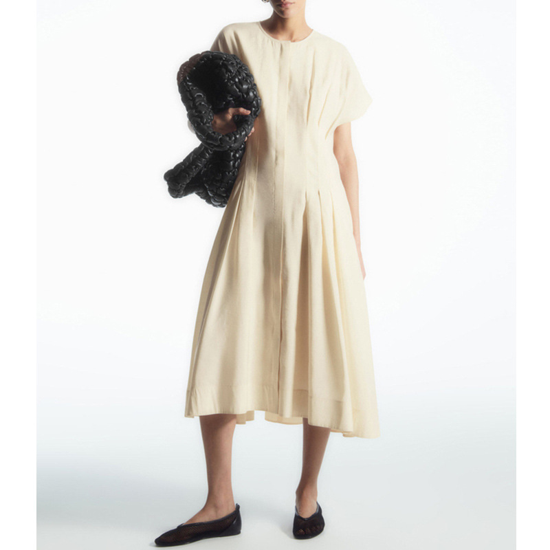 [CS Order] Women's Standard Waist Pleated dress Ivory Early Spring New 2025 Mid-length Skirt