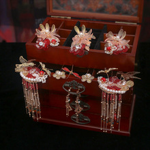 中式婚礼古典秀禾服新娘造型复古头饰小清新琉璃花朵结婚盘发饰品