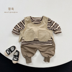 Cute children wear personalized trendy children's vests 2024 spring and autumn boys and girls baby Korean version retro vests and waistcoats trendy children's clothing