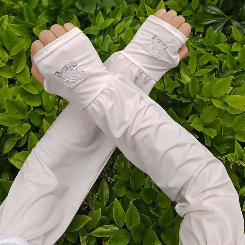 Mangas Protectoras Solares de Seda de Hielo de Nailon Protección UV Medio Dedo para Conducir y Exteriores