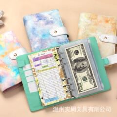 A6 ルーズリーフ取り外し可能なノートブック 12 ジッパーバッグ PU 模造レザールーズリーフ現金予算手元帳の国境を越えた特別供給