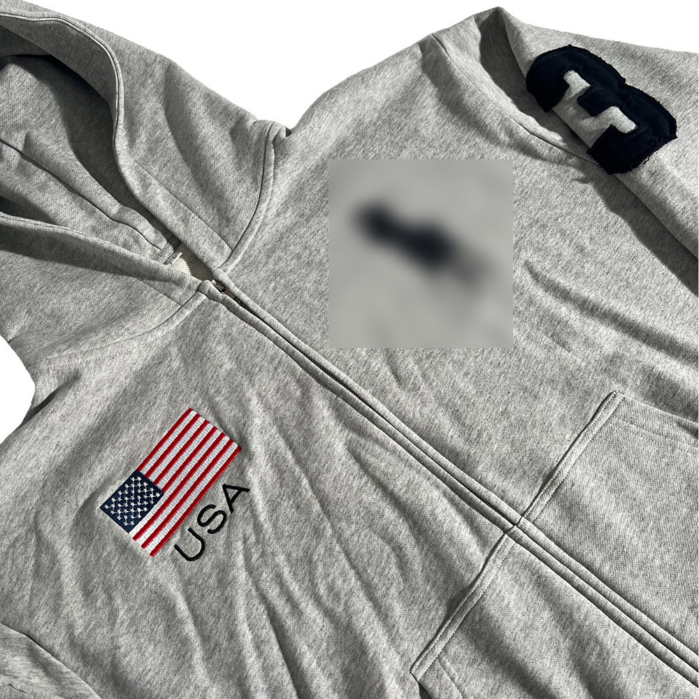 insヨーロッパとアメリカの卸売刺繍パッチジッパートレーナー長袖プルオーバーパーカーレトロジャケットストリートトレンドy2k