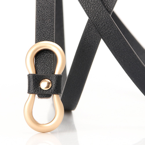 New style women's belt, simple 8-shaped buckle, versatile shirt dress, narrow belt, non-hole PU decorative thin belt
