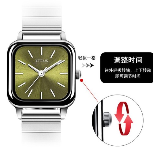 Square watch for women, Ins college style, forest system, high beauty, middle school and high school students, retro literary, fresh, versatile, minimalist