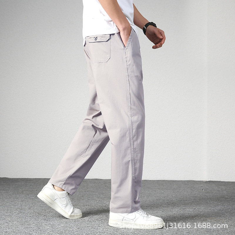 Pantalones casuales de los hombres de Zoruan pantalones de los hombres de primavera pantalones sueltos rectos de mediana edad pantalones elásticos de algodón Pantalones